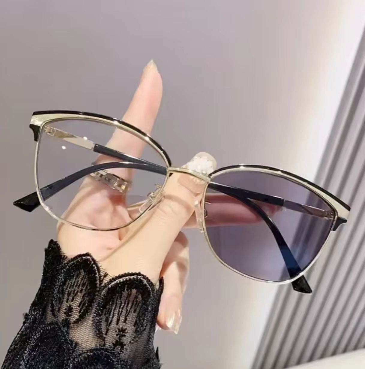 New Cat Eye Photochromic Glasses Color Changing Glasses Retro Anti Blue Light Glasses Reading Glaases Eyewear Frames