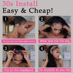 New Headband Wig Body Wave Wig 26Inch Hair Wigs Women Brazilian Ready To Wear Wig Curly Hair Wig