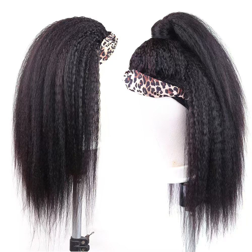 New Kinky Straight Headband Wigs 24Inch Brazilian Yaki Straight Wig Ready To Wear Headband Hair Wig for Women