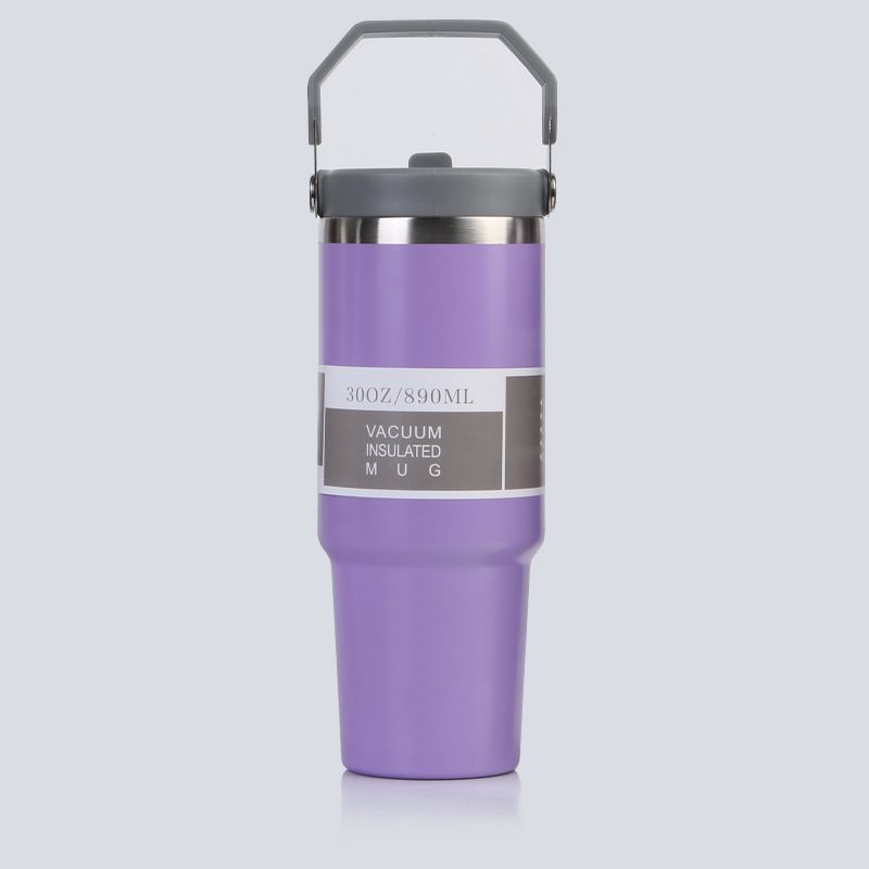 30oz Large Capacity Portable Car Cup Stainless Steel Thermos Cup with Straw & Handle Travel Sports Water Bottle Vacuum Flask Stanley Cup