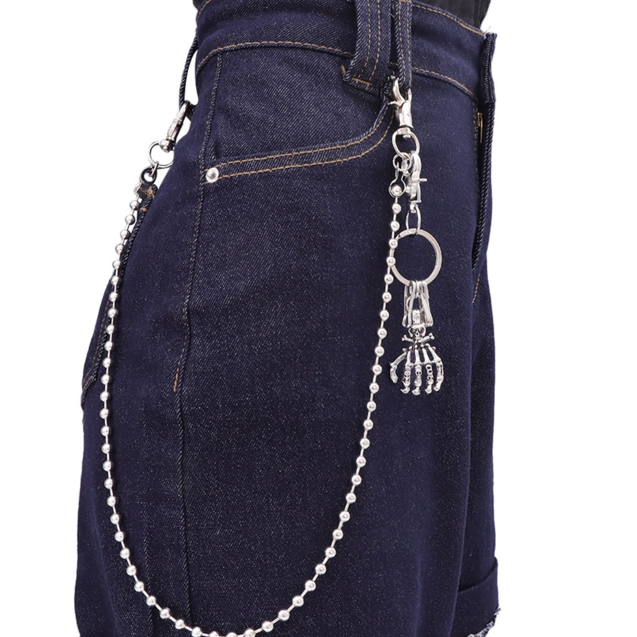 Punk Waist Chain Key Chain Waist Belt Men Trousers Chain For Jeans Belt Chain For Pants Cool Metal Rock Chain Hiphop Jewelry