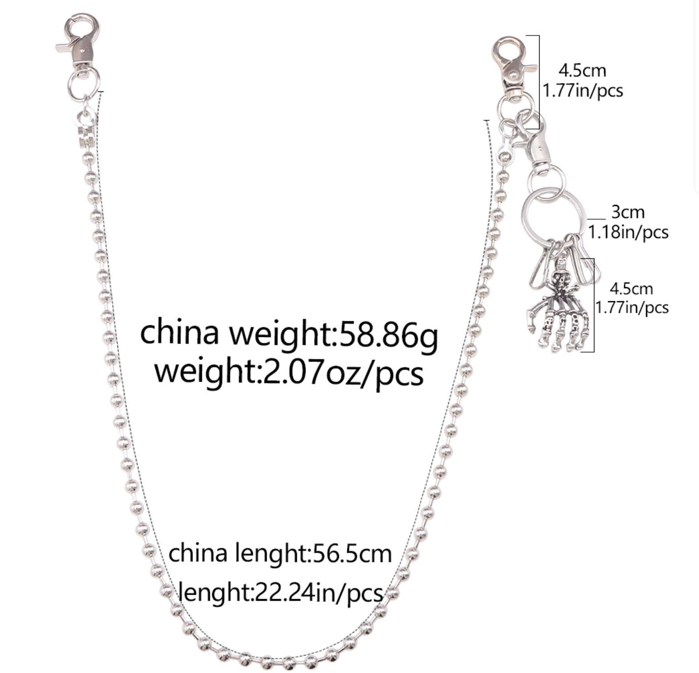 Punk Waist Chain Key Chain Waist Belt Men Trousers Chain For Jeans Belt Chain For Pants Cool Metal Rock Chain Hiphop Jewelry