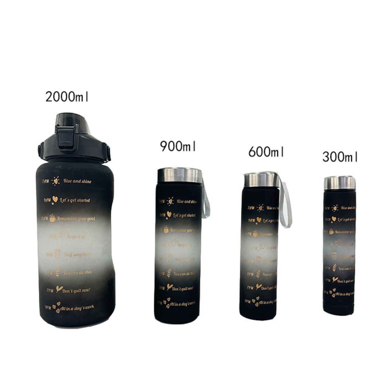 New 4PCS Set Water Bottles Motivational Water Bottle Sports Mug Large Capacity Frosted Gradient Camping Cup Coffee Cup