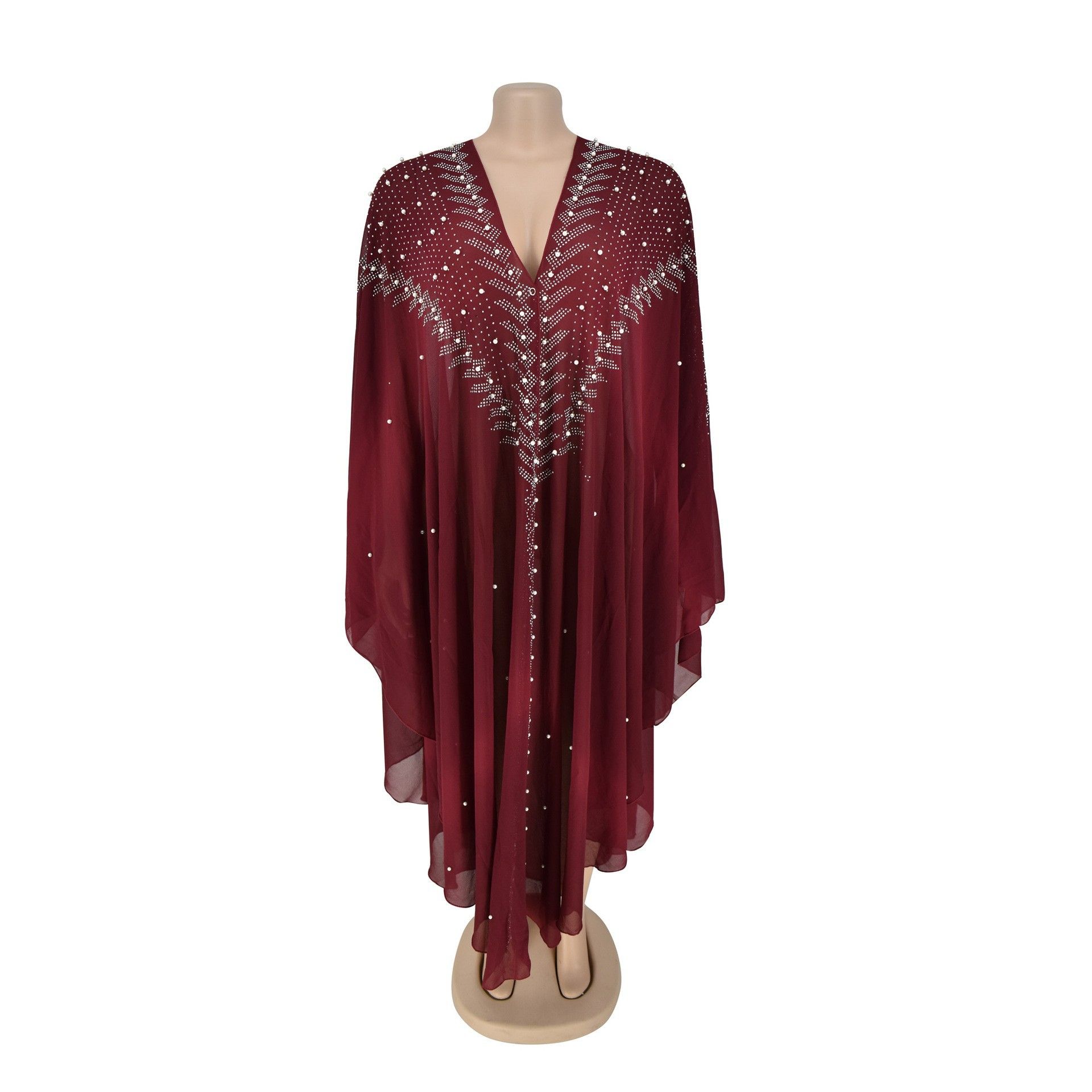 Muslim Kaftan Abaya Dresses Women Open Abayas With Inner Stones Chiffon Hooded Dress Plus Size
