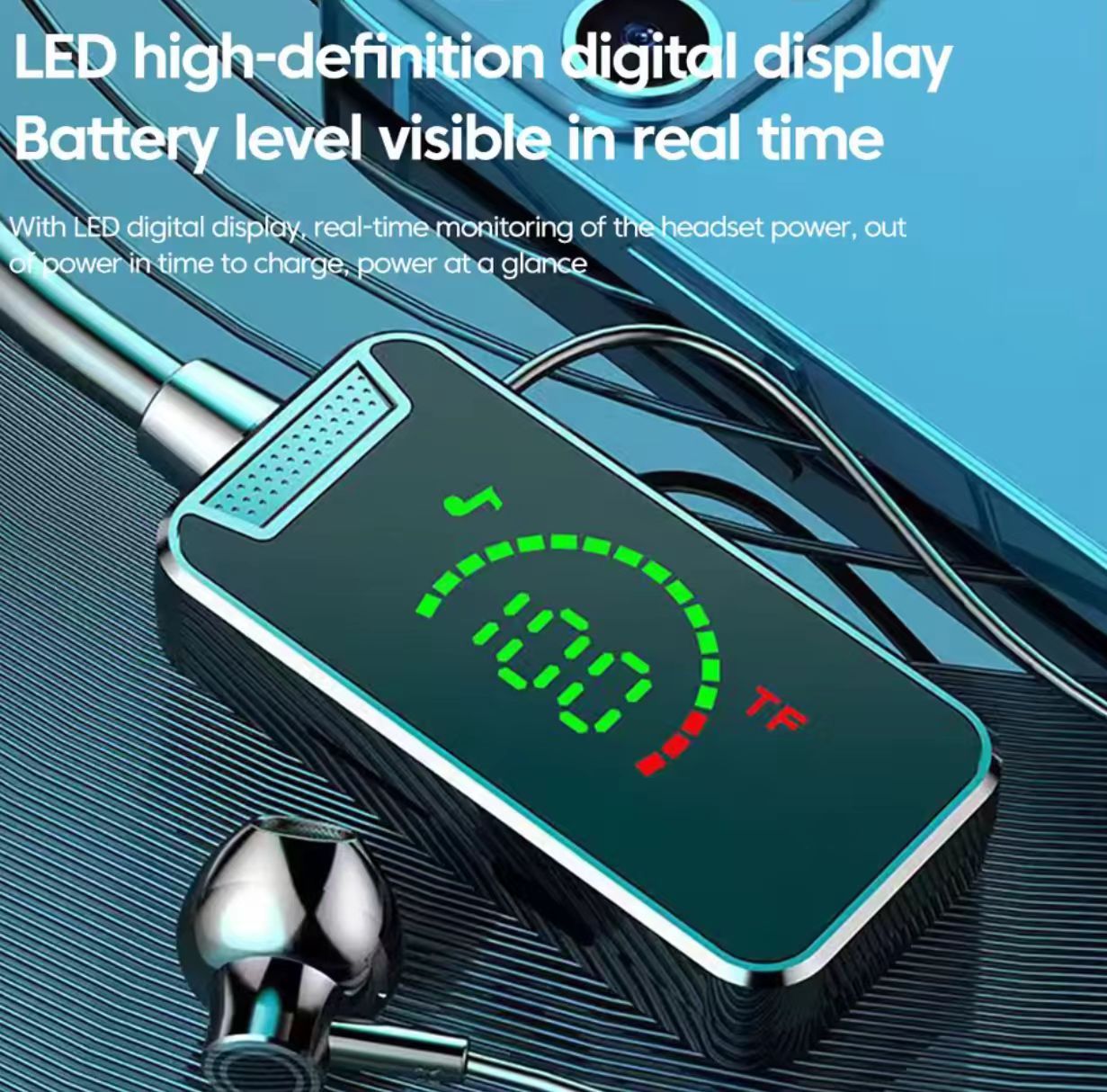 Wireless Bluetooth 5.4 Neckband Earphones HIFI In-Ear Long Standby Battery Sports Earphones Handfree Headset With Mic Support SD Card Headphones