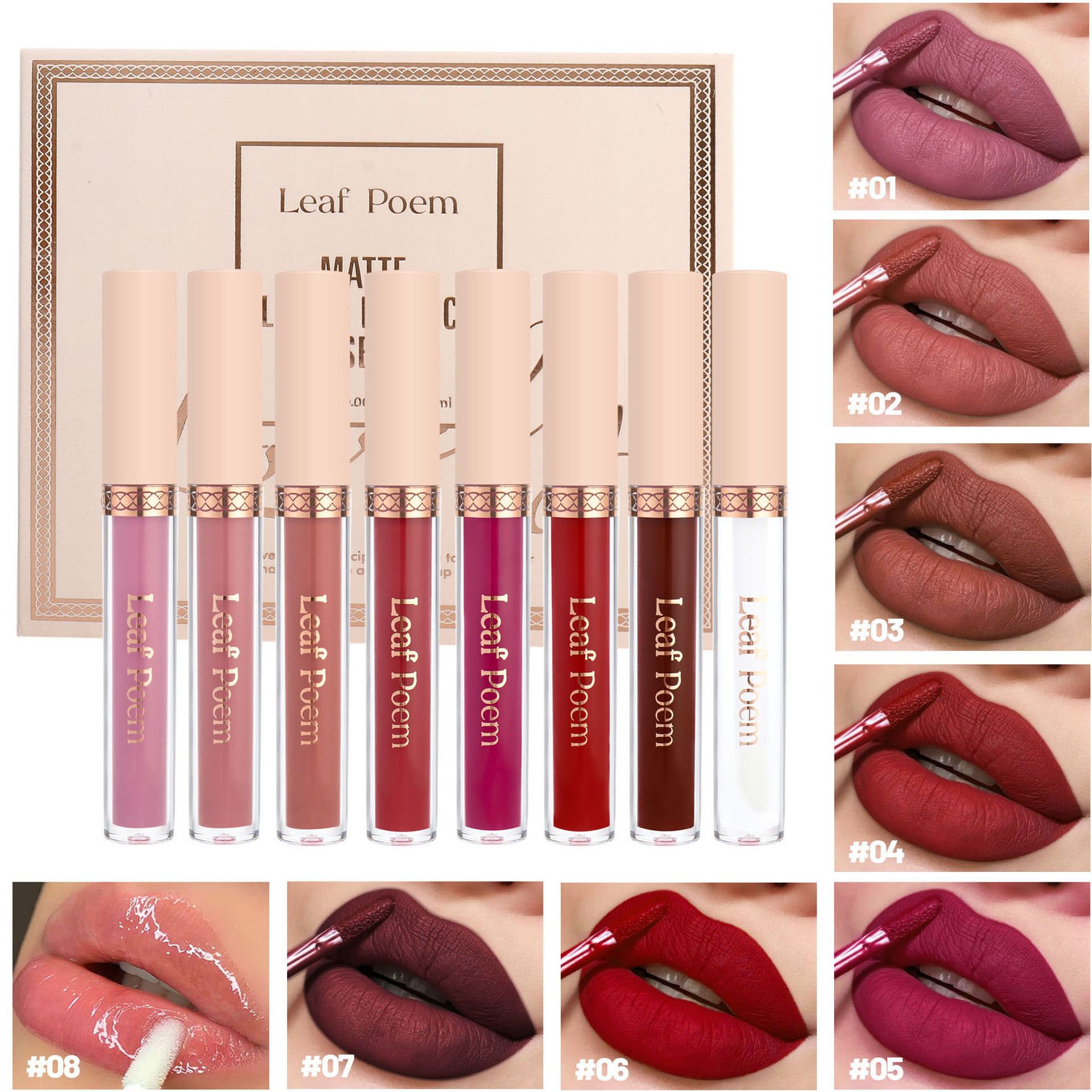 8PCS Lipsticks Set Long Lasting Nonstick Cup Makeup Cosmetics Kit Matte Lipstick For Women Lipstick Makeup Cosmetics Lips INS Hot