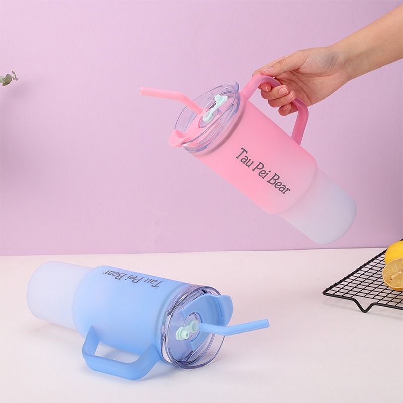 New 3PCS Set Water Bottles Frosted Gradient Water Bottle Car Cup Ice Bar Cup Plastic Sports Mug Large Capacity Coffee Cup