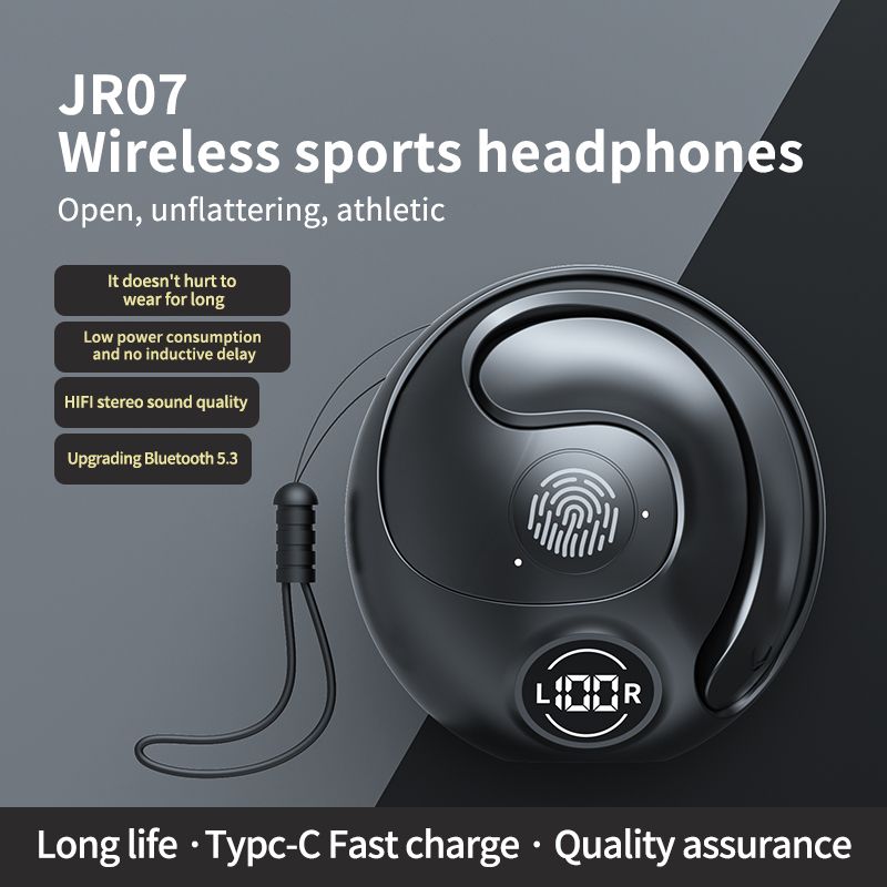 JR07 Bluetooth Earphones Conduction Open Ear Hook Wireless Sports Earpods Gamers Headphones 9D Stereo Waterproof Earbuds