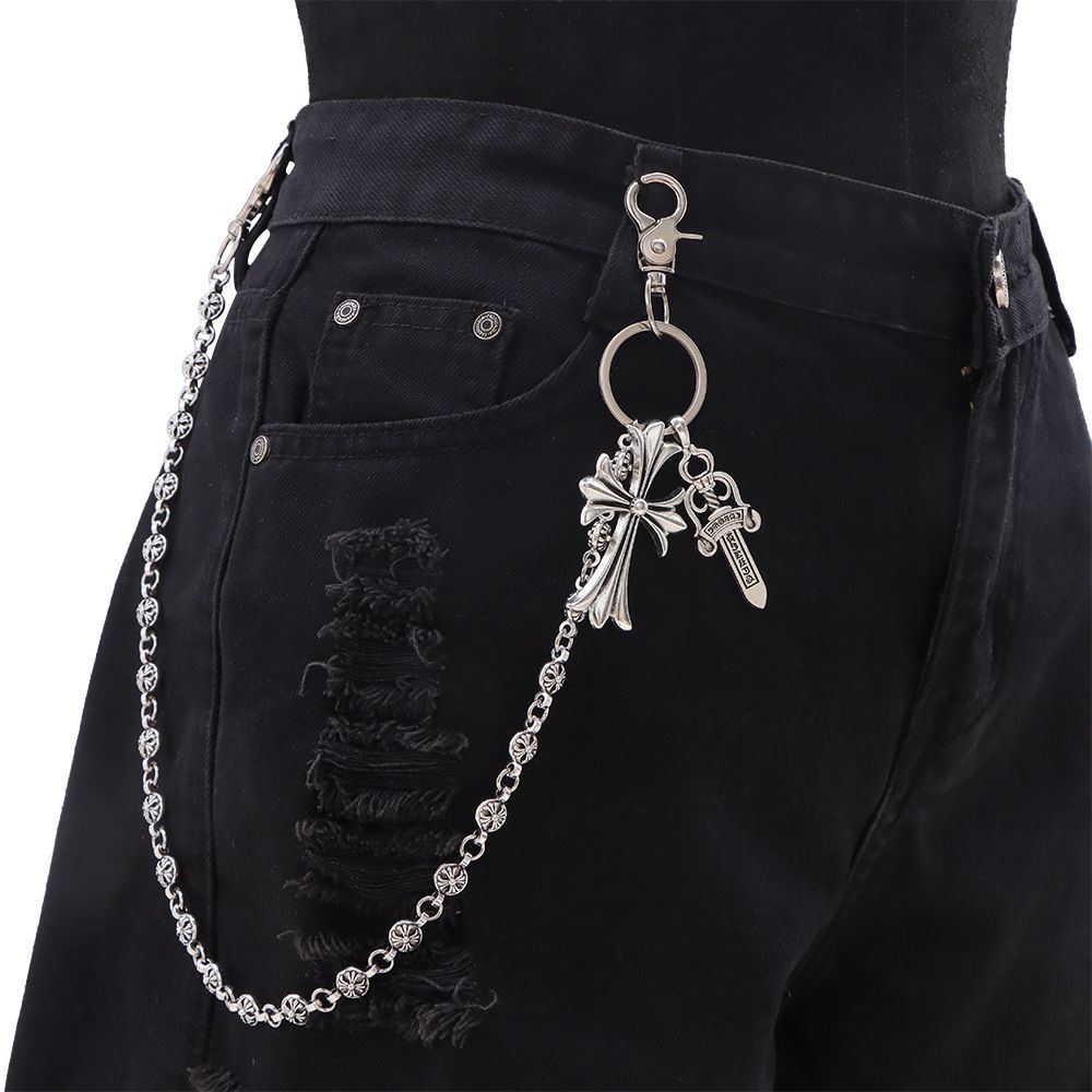 New Chrome Punk Waist Chain Key Chain Waist Belt Men Trousers Chain For Jeans Belt Chain For Pants Cool Metal Rock Chain Hiphop Jewelry