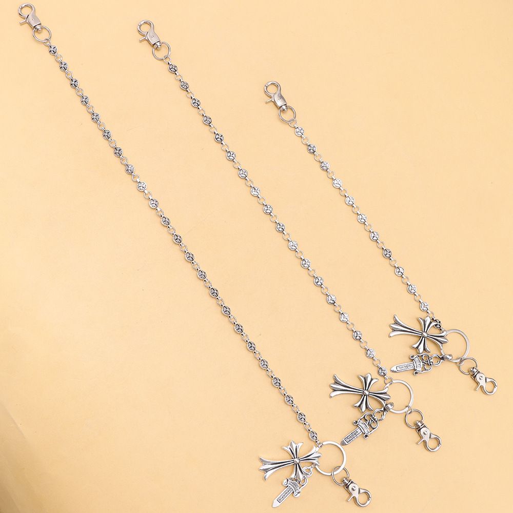 New Chrome Punk Waist Chain Key Chain Waist Belt Men Trousers Chain For Jeans Belt Chain For Pants Cool Metal Rock Chain Hiphop Jewelry