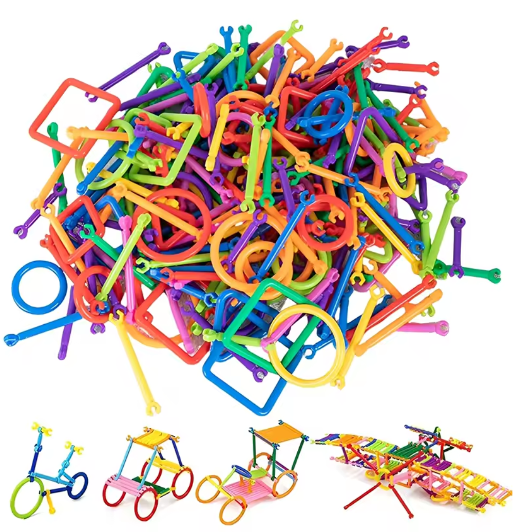 100PCS Baby Kids Montessori Early Learning DIY Building Blocks Stick Children Plastic Intelligence Sticks Clubs Toys Building Sets