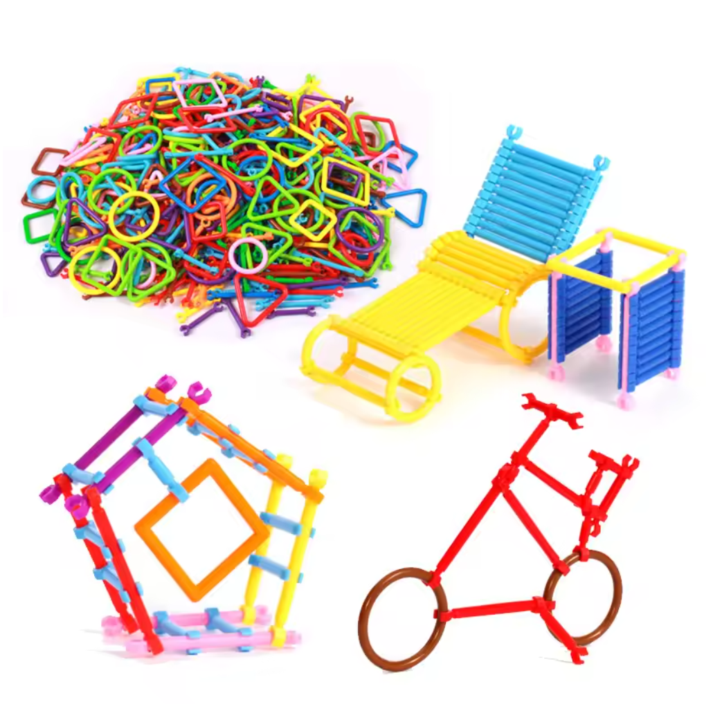 100PCS Baby Kids Montessori Early Learning DIY Building Blocks Stick Children Plastic Intelligence Sticks Clubs Toys Building Sets