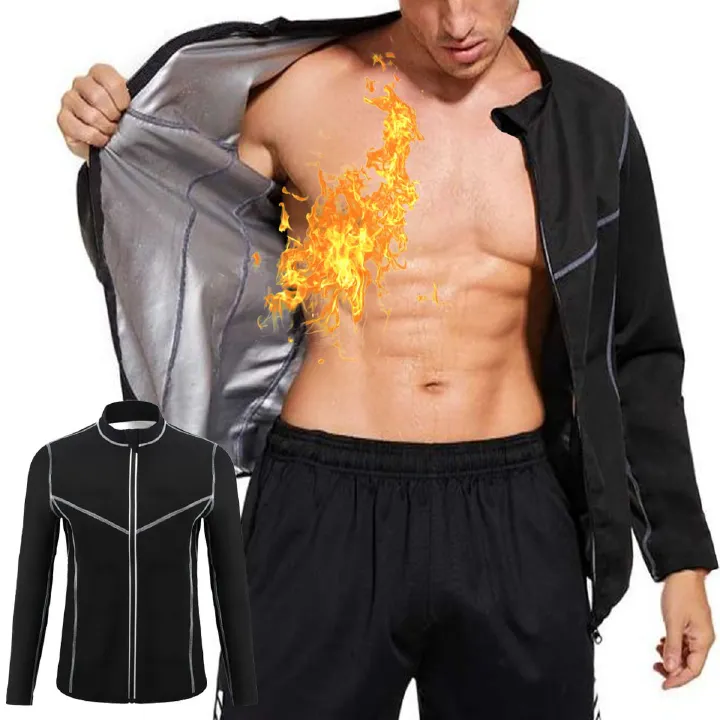 Original Sweat Sauna Jackets  Shaper Men Long Sleeve Sauna Suit Slimming Workout Coat Weight Loss Sports Top For Athlete