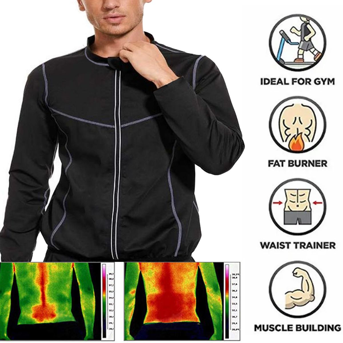 Original Sweat Sauna Jackets  Shaper Men Long Sleeve Sauna Suit Slimming Workout Coat Weight Loss Sports Top For Athlete