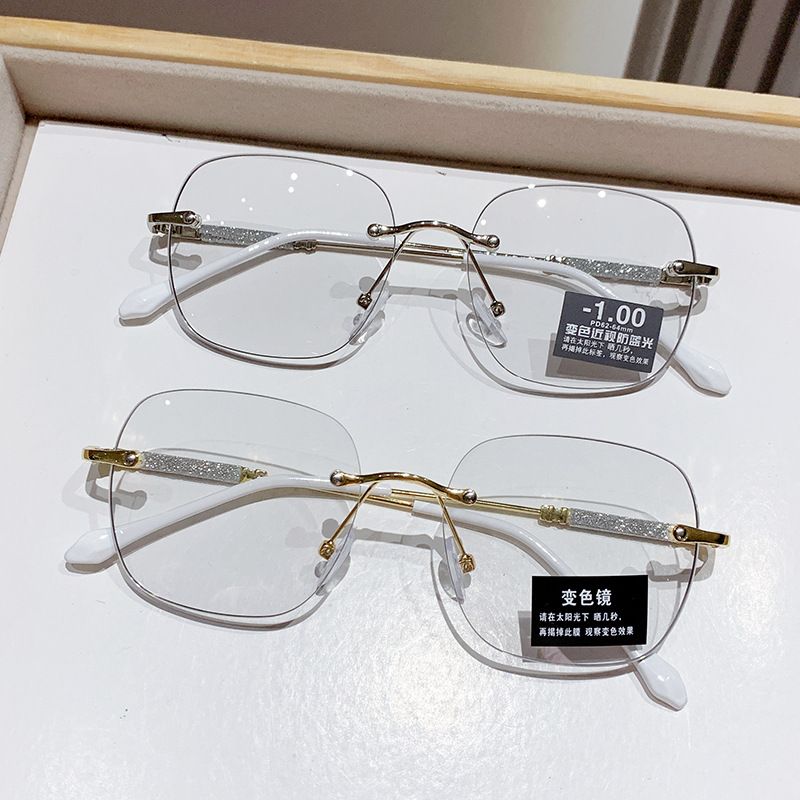 Fashion Rimless Photochromic Glasses Frame Glasses Women Anti-blue Light Computer Glasses Men Classic Trendy Eyewear Frames