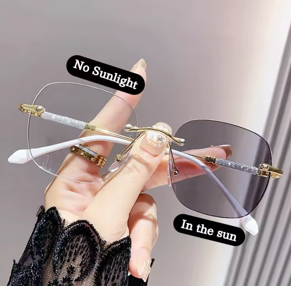 Fashion Rimless Photochromic Glasses Frame Glasses Women Anti-blue Light Computer Glasses Men Classic Trendy Eyewear Frames