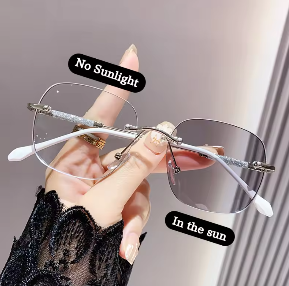 Fashion Rimless Photochromic Glasses Frame Glasses Women Anti-blue Light Computer Glasses Men Classic Trendy Eyewear Frames
