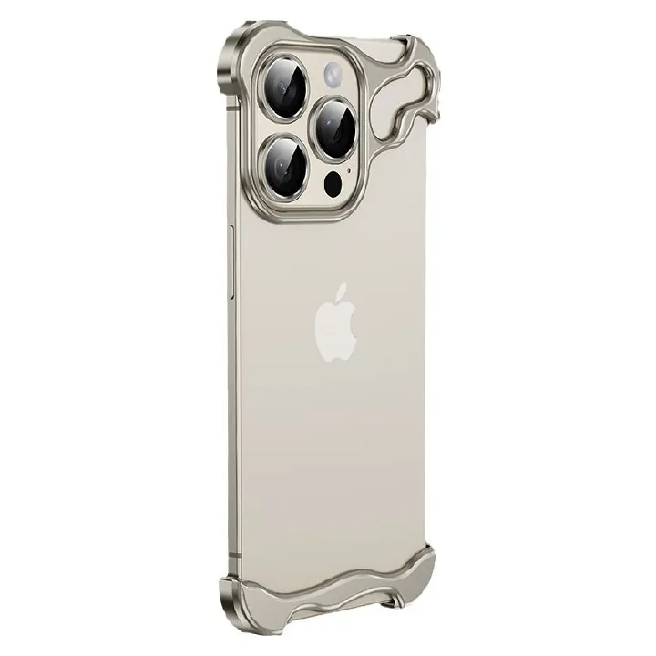 Luxury Irregular Aluminum Alloy Bumper Phone Case For IPhone 12 13 14 15 16 17 Pro Max 17Air Lens Film Protection Metal Cover  Basic Cases
