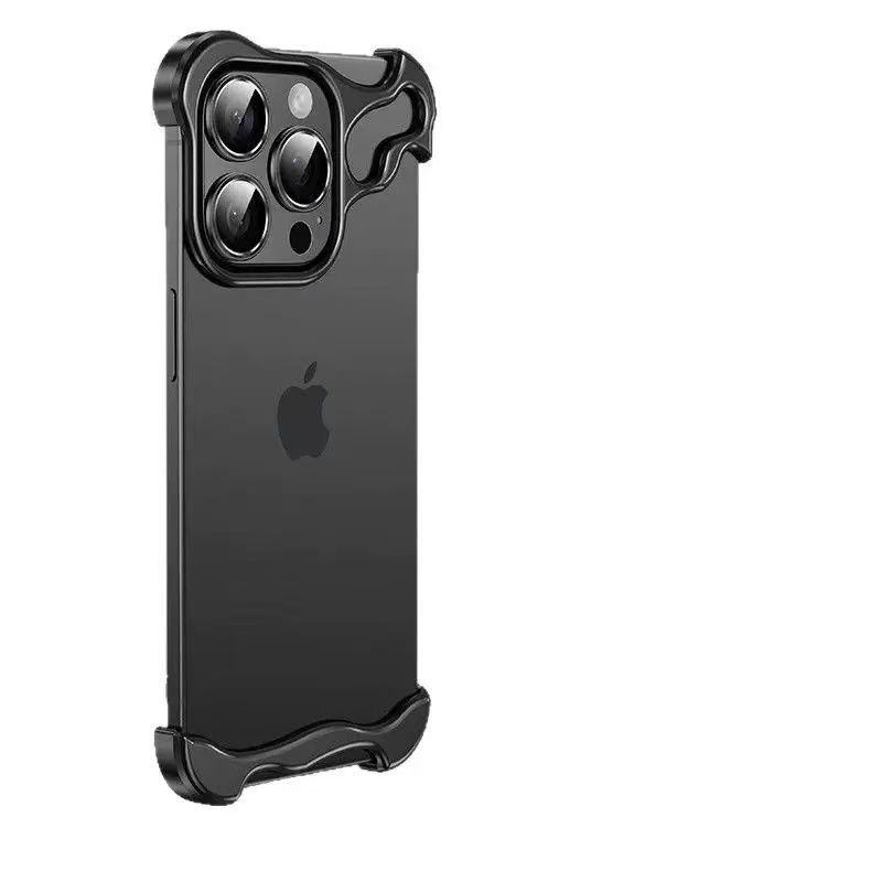Luxury Irregular Aluminum Alloy Bumper Phone Case For IPhone 12 13 14 15 16 17 Pro Max 17Air Lens Film Protection Metal Cover  Basic Cases