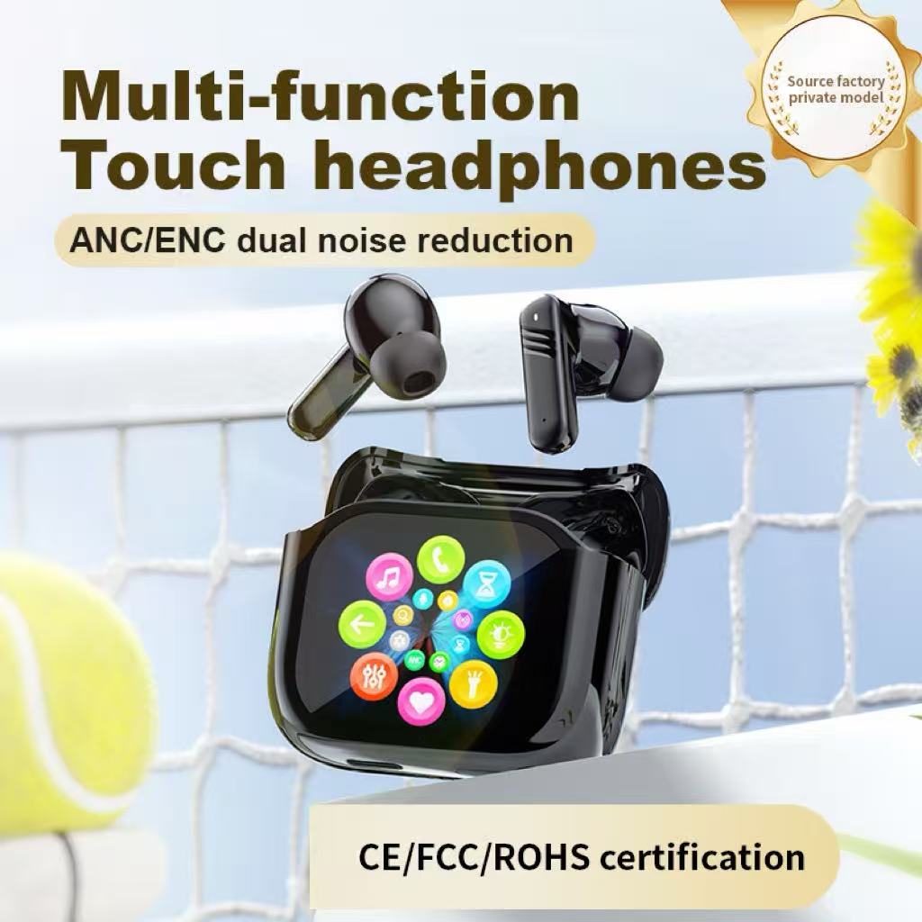 New LED Screen Bluetooth Earphones LX-50 Touch Screen Earpods Full Color Smart Earbuds ANC Wireless Earphone TWS Earbuds Noise Cancelling Earphones For Android iOS Phones