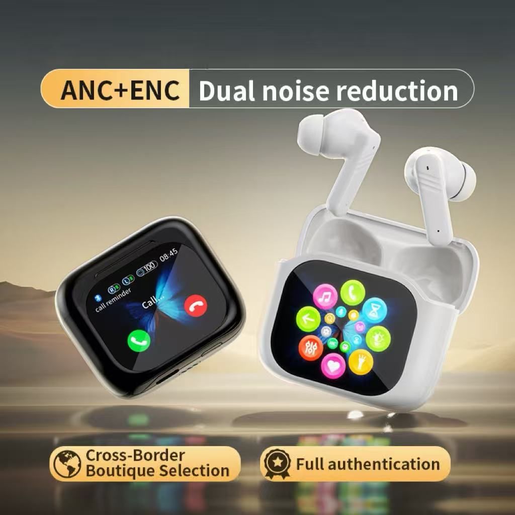 New LED Screen Bluetooth Earphones LX-50 Touch Screen Earpods Full Color Smart Earbuds ANC Wireless Earphone TWS Earbuds Noise Cancelling Earphones For Android iOS Phones