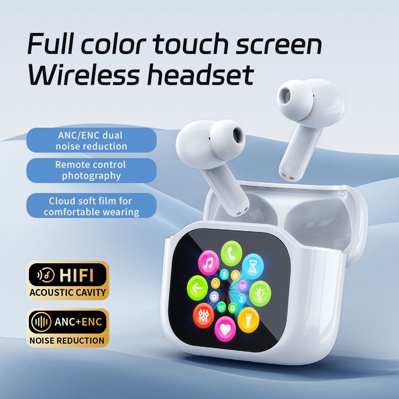 New LED Screen Bluetooth Earphones LX-50 Touch Screen Earpods Full Color Smart Earbuds ANC Wireless Earphone TWS Earbuds Noise Cancelling Earphones For Android iOS Phones