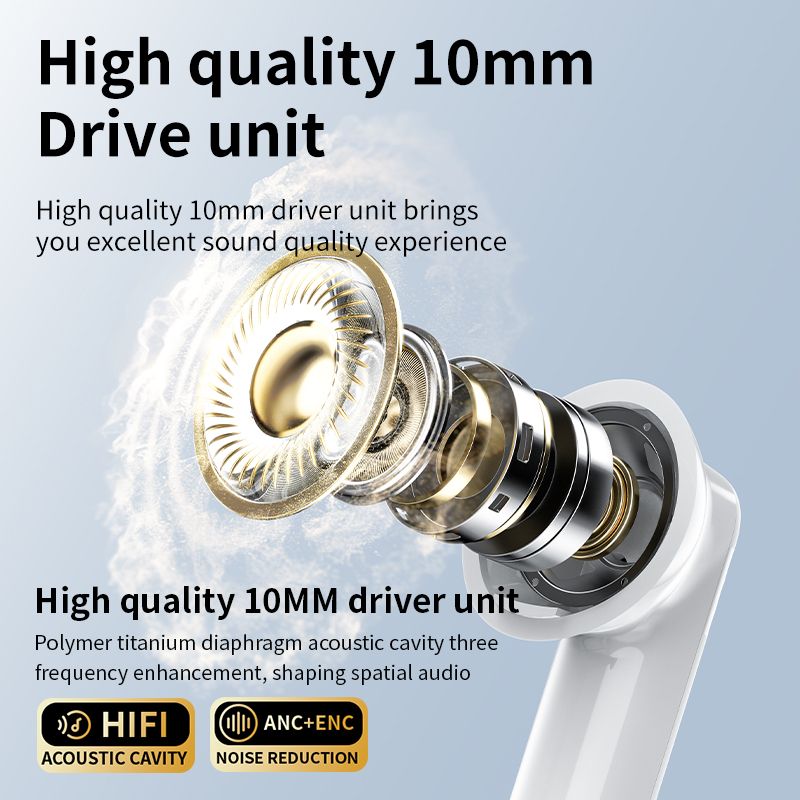 New LED Screen Bluetooth Earphones LX-50 Touch Screen Earpods Full Color Smart Earbuds ANC Wireless Earphone TWS Earbuds Noise Cancelling Earphones For Android iOS Phones