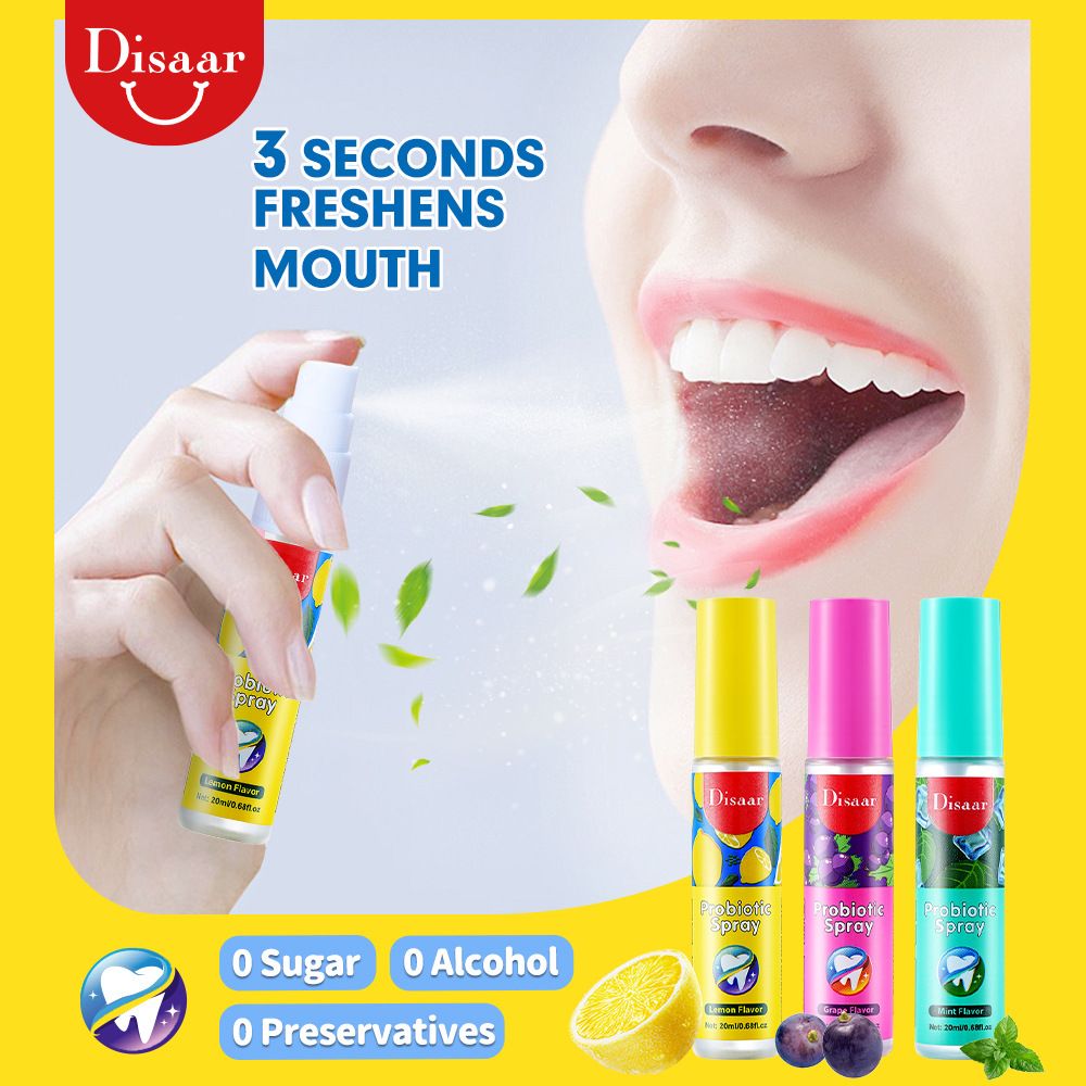 Disaar Long Lasting Oral Spray Probiotic Spray Fresh Breath Grape Flavor Mouth Spray Remove Oral Odor Bad Breath Portable Freshener Breath Freshener