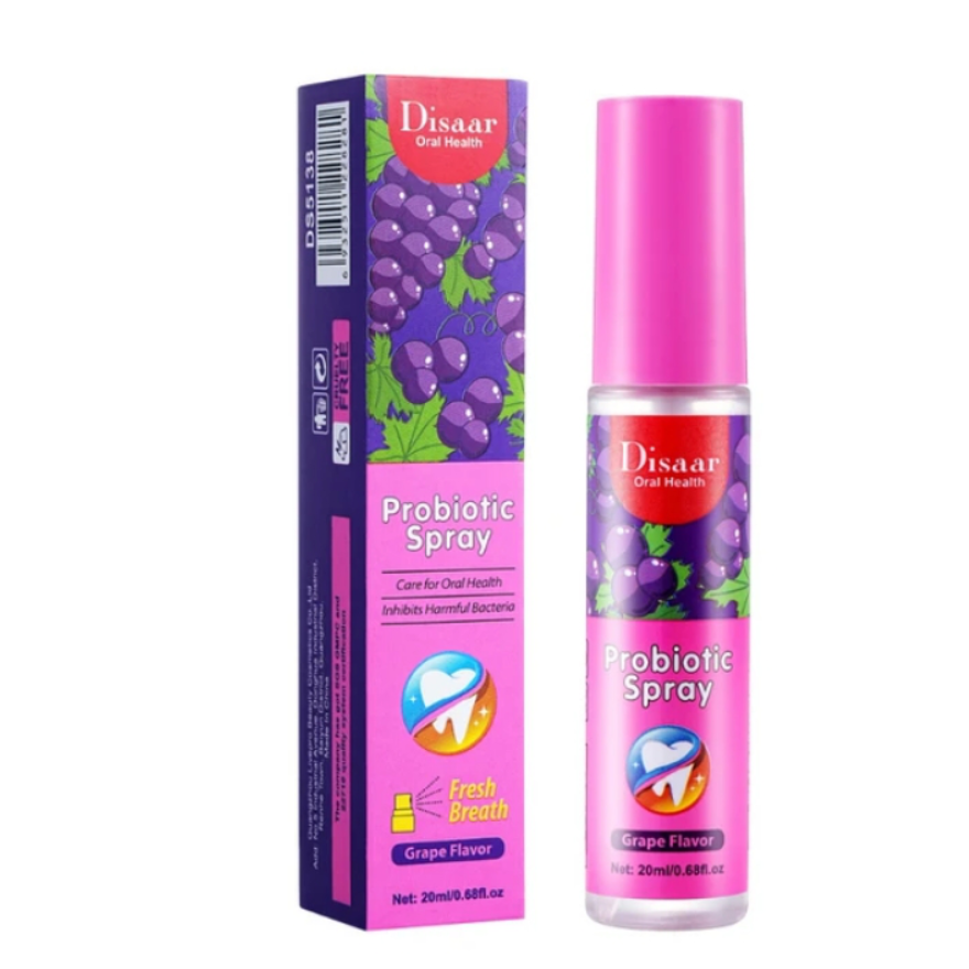 Disaar Long Lasting Oral Spray Probiotic Spray Fresh Breath Grape Flavor Mouth Spray Remove Oral Odor Bad Breath Portable Freshener Breath Freshener