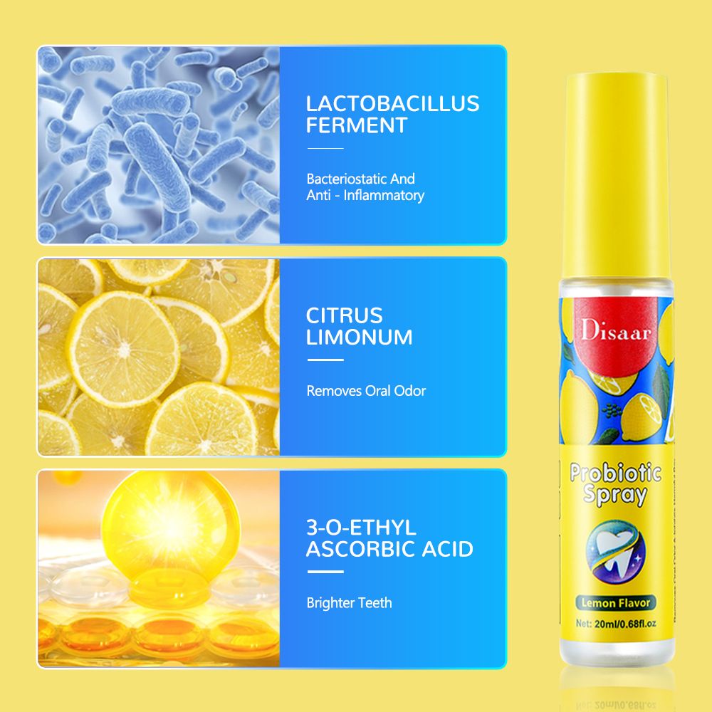 Disaar Long Lasting Oral Spray Probiotic Spray Fresh Breath Grape Flavor Mouth Spray Remove Oral Odor Bad Breath Portable Freshener Breath Freshener