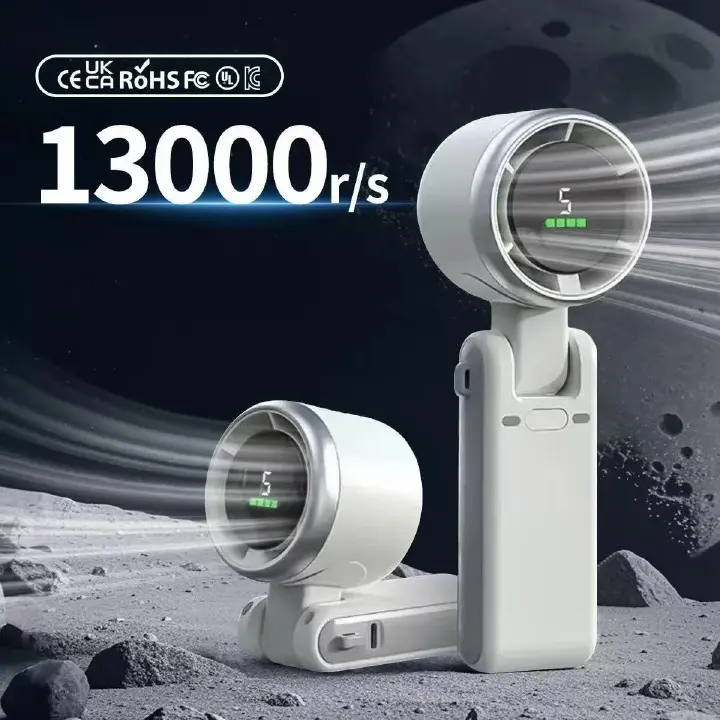New High-speed Handheld Fan Led Display Hanging Neck Fan Outdoor Folding Desktop Mini Fan Folding Powerful Turbo Fan Usb Fans Gift