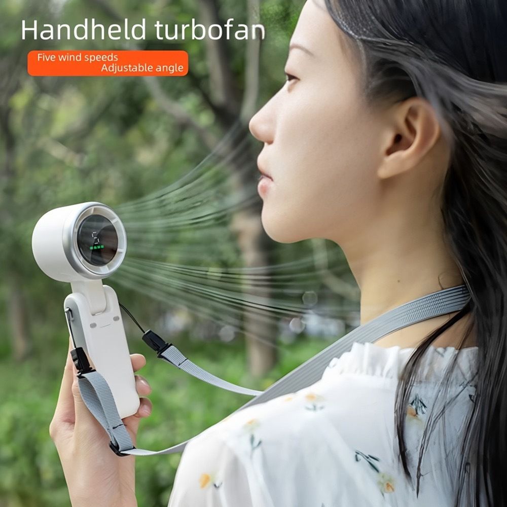 New High-speed Handheld Fan Led Display Hanging Neck Fan Outdoor Folding Desktop Mini Fan Folding Powerful Turbo Fan Usb Fans Gift