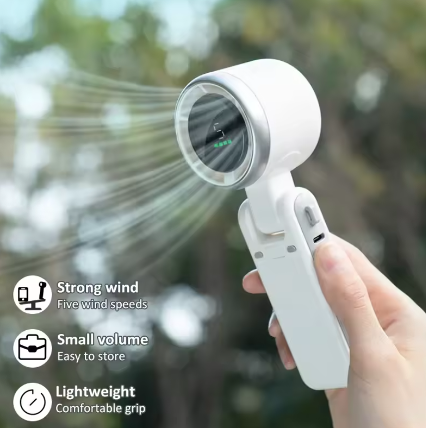 New High-speed Handheld Fan Led Display Hanging Neck Fan Outdoor Folding Desktop Mini Fan Folding Powerful Turbo Fan Usb Fans Gift