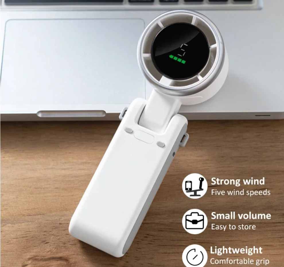 New High-speed Handheld Fan Led Display Hanging Neck Fan Outdoor Folding Desktop Mini Fan Folding Powerful Turbo Fan Usb Fans Gift