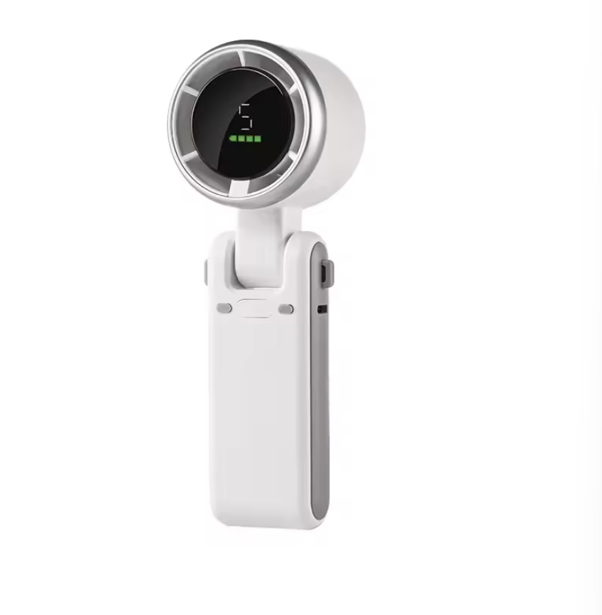New High-speed Handheld Fan Led Display Hanging Neck Fan Outdoor Folding Desktop Mini Fan Folding Powerful Turbo Fan Usb Fans Gift