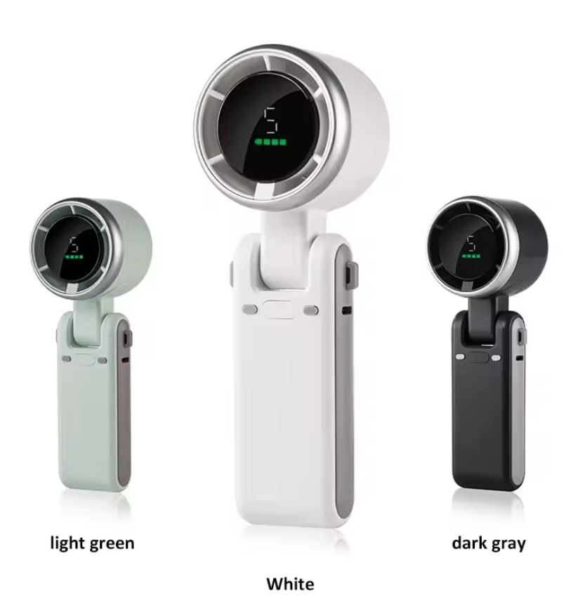 New High-speed Handheld Fan Led Display Hanging Neck Fan Outdoor Folding Desktop Mini Fan Folding Powerful Turbo Fan Usb Fans Gift