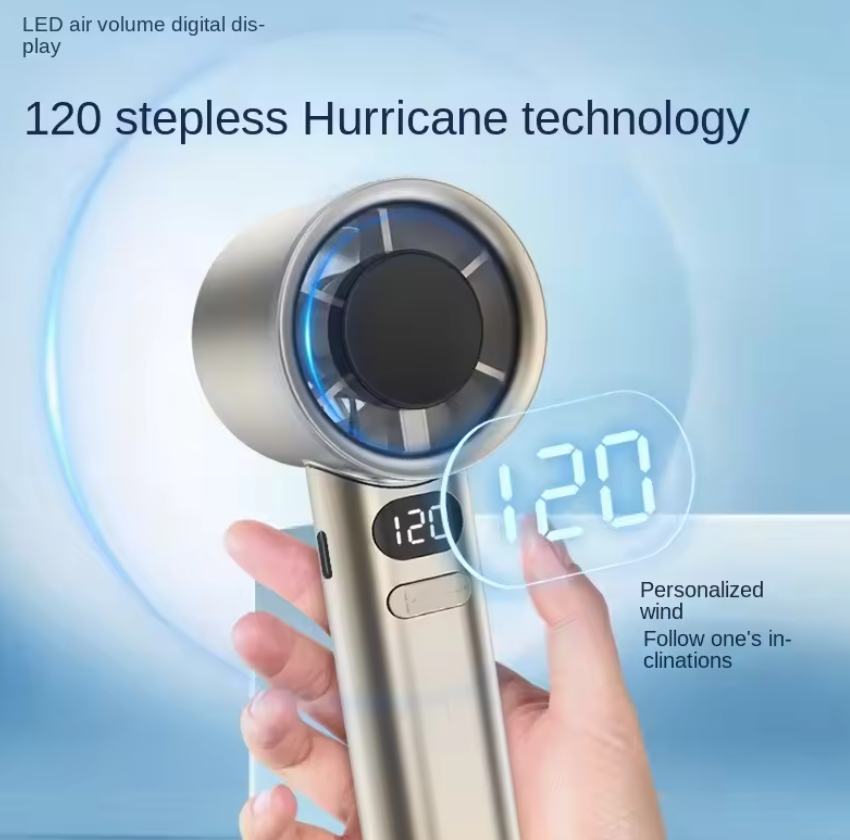 New Portable Hand Fan USB Rechargeable 120 Wind Speeds Mini Bladeless Handheld Fan High Speed Fans Electric Eyelash Fan Usb Fans Gift