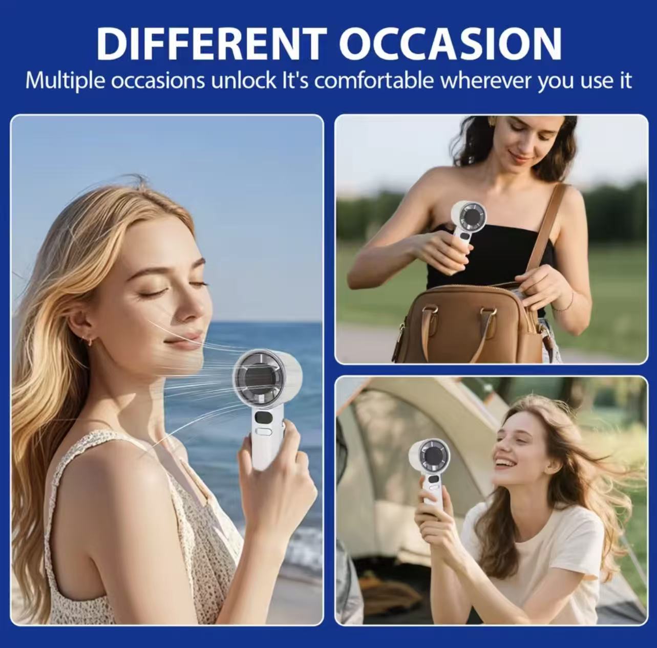 New Portable Hand Fan USB Rechargeable 120 Wind Speeds Mini Bladeless Handheld Fan High Speed Fans Electric Eyelash Fan Usb Fans Gift