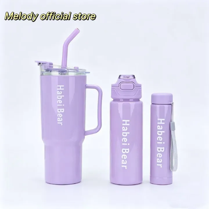 New 3PCS Set Water Bottles Car Cup Macaron Bottle Ice Bar Cup Plastic Sports Mug Large Capacity Frosted  Water Bottle Coffee Cup