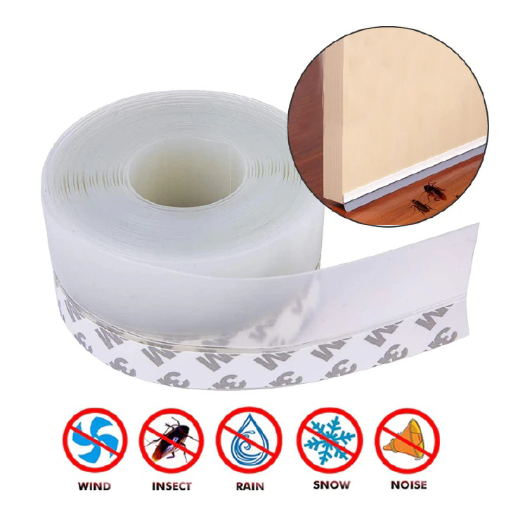 5M Door shieldWind Sealing Tape 1.4inch Door Bottom Seal Strip Weather Window Rubber Seal Weatherstrip Windproof Dust Self Adhesive