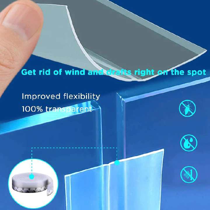 5M Door shieldWind Sealing Tape 1.4inch Door Bottom Seal Strip Weather Window Rubber Seal Weatherstrip Windproof Dust Self Adhesive