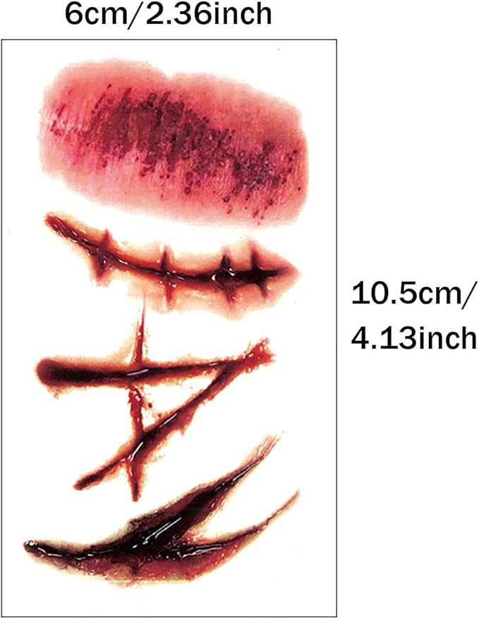 100pc Dinghaole 5 sheets Halloween Tattoo Stickers Halloween Set Scars Halloween Masquerade Faux Bloodied ScarsFace Decoration