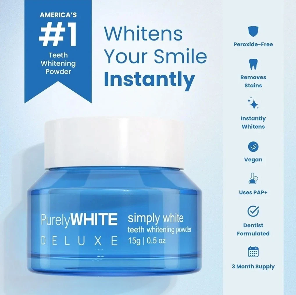 【Hot Sale】Purely White Simply White Teeth Whitening Powder - 0.5 oz | Professional Grade Stain Removal | Achieve 8 Shades Whiter in 7 Days | Natural Formula Safe for Sensitive Teeth | Thousands of Sat