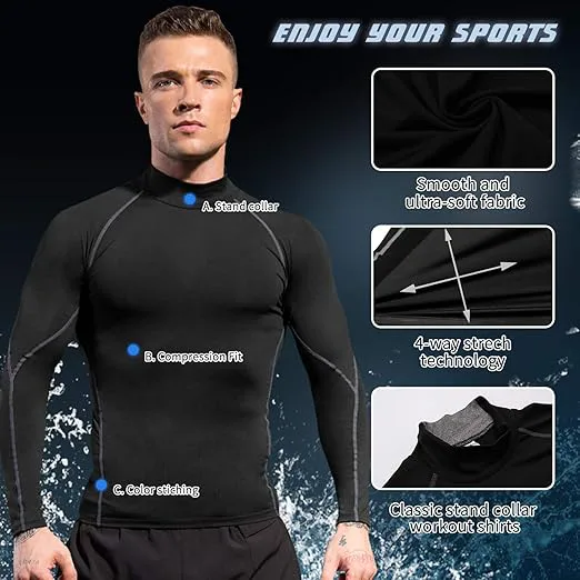 Men's Compression Shirts Long Sleeve Athletic Workout Tops Gym Undershirts