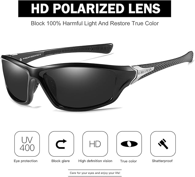 FAGUMA Sports Polarized Sunglasses For Men Cycling Driving Fishing 100% UV Protection   UV Protection Driving Glasses Sports for Sport Outdoor Activities