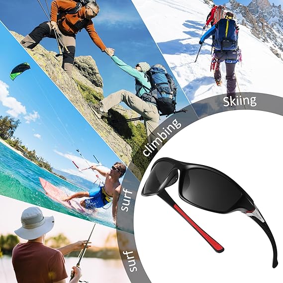 FAGUMA Sports Polarized Sunglasses For Men Cycling Driving Fishing 100% UV Protection   UV Protection Driving Glasses Sports for Sport Outdoor Activities