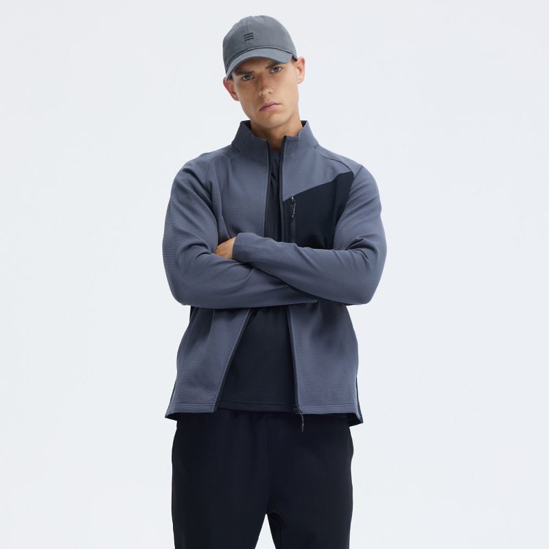 Outdoor Casual Jacket Men Quick Dry Athletic Running Jacket Slim-fit Stand-up Collar Zipper Jacket