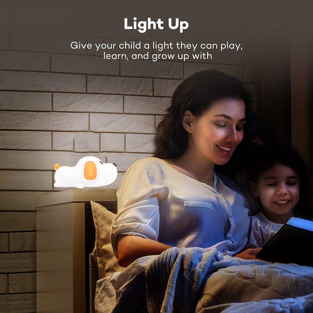 LED Kids Night Light, Cute Puppy Soft Silicone Baby Nursery Lamp-USB Rechargeable, Color Temperature and Brightness Adjustable, White and Warm can be Switched, Timing Function, Fabulous Ideal Gift