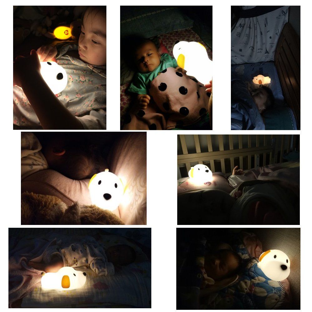 LED Kids Night Light, Cute Puppy Soft Silicone Baby Nursery Lamp-USB Rechargeable, Color Temperature and Brightness Adjustable, White and Warm can be Switched, Timing Function, Fabulous Ideal Gift