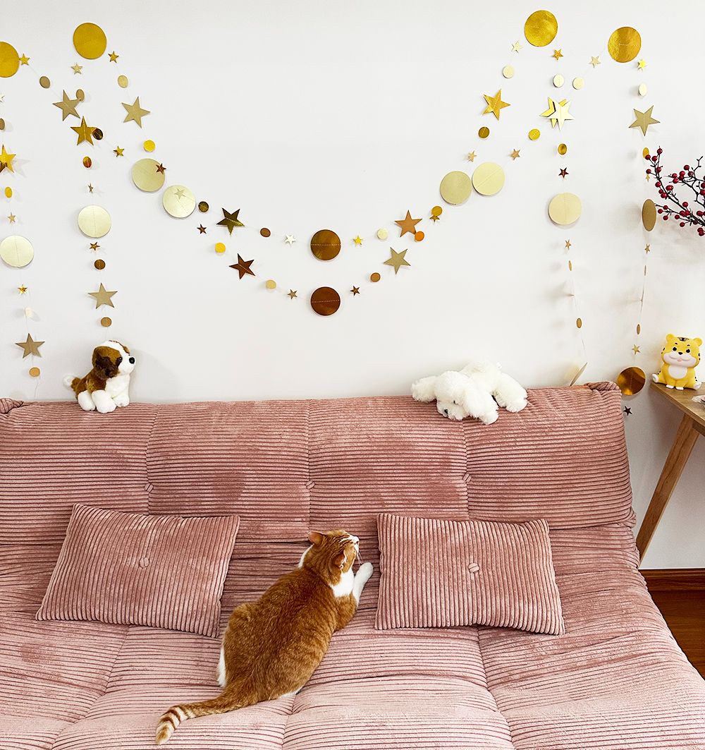 （48pcs 156inch） * 3 String Twinkle Little Star Party Garlands Glitter Hanging Moon Stars Decorations Banner Backdrop Decor for Ramadan Wedding Xmas Birthday EID Graduation